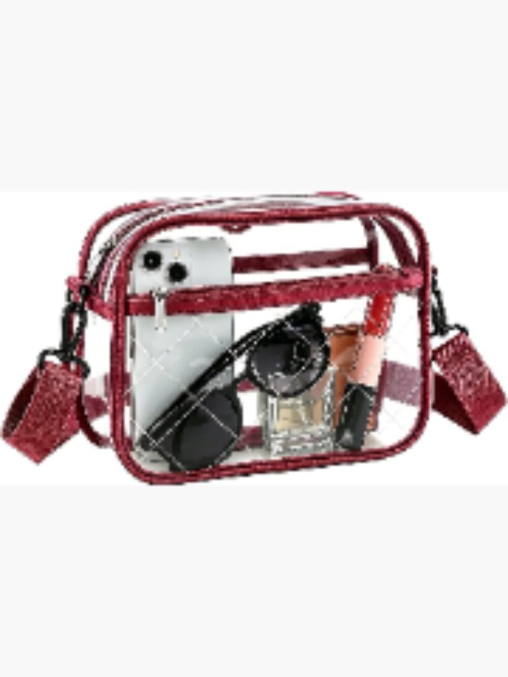 Clear Crossbody Purse for Stadium Events | Transparent PVC Bag with Adjustable